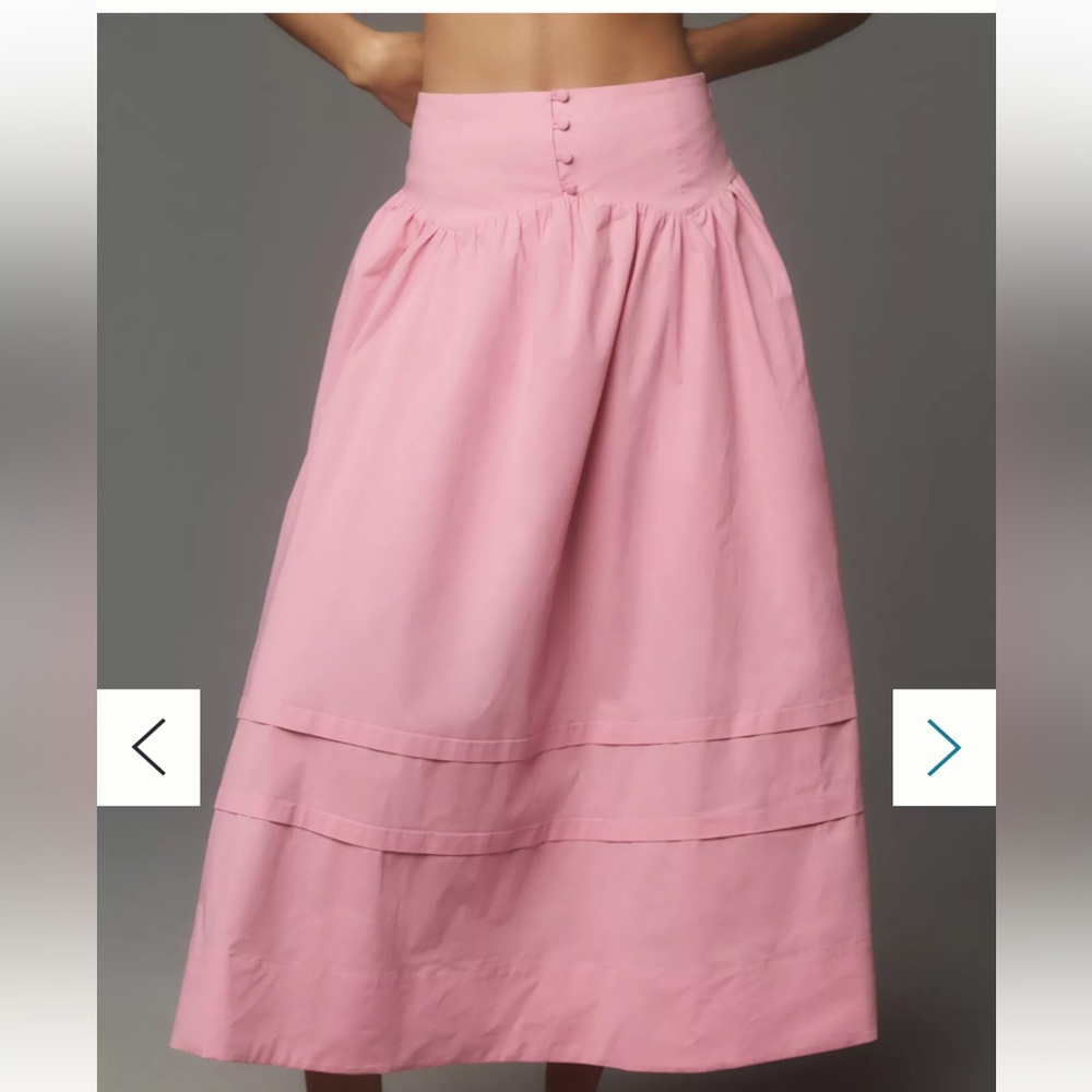 Maeve Button-Waist Midi Skirt sz Small
